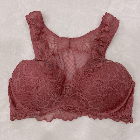 Victoria Secret Beautiful Mauve Pink Lace Bra Size Medium - Picture 1 of 3